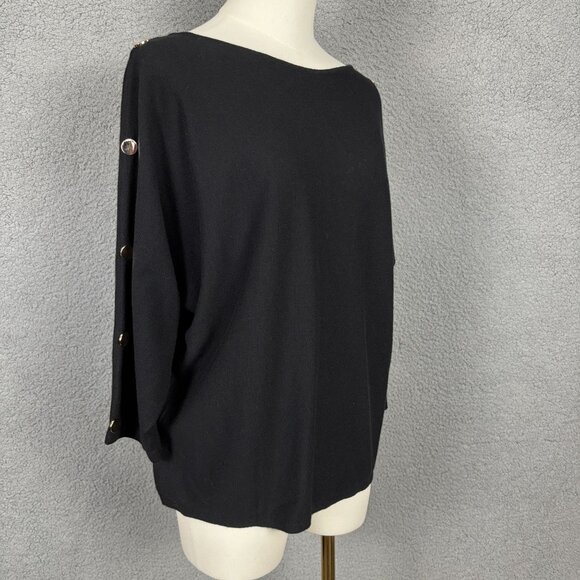 Belldini Women's Black With Gold Buttons Long Sleeve Sweater Top XL NWT's. - Picture 3 of 8